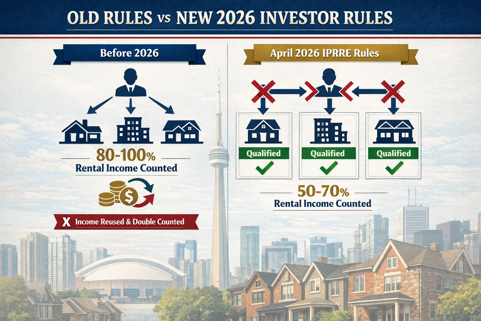 () detailed infographic showing side-by-side comparison of 'Old Rules vs New 2026 Investor Rules' with two columns. Left